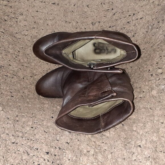 A.S. 98-AS 98-Brown/Black Leather-Moto Boots-Side Zip/Snap-Sz 38-Excellent - Picture 8 of 9